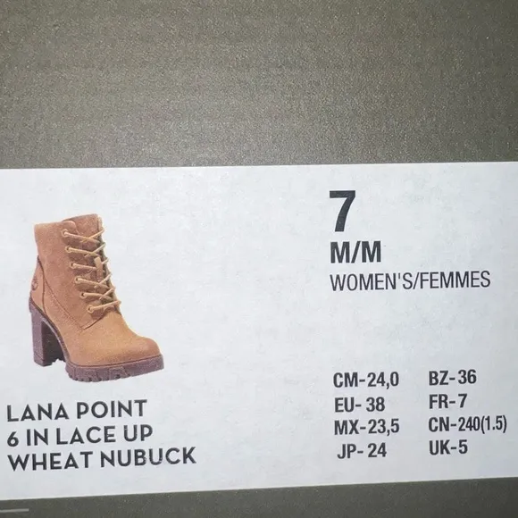 Timberland Lana Point 6 inch Lace Up Wheat Nubuck Heeled Boots | NEW/NIB!!