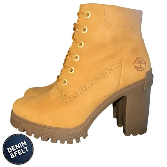 Timberland Lana Point 6 inch Lace Up Wheat Nubuck Heeled Boots | NEW/NIB!!