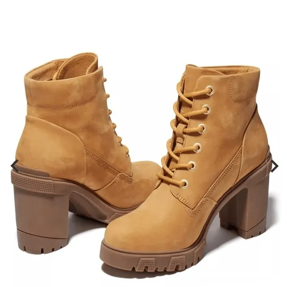 Timberland Lana Point 6 inch Lace Up Wheat Nubuck Heeled Boots | NEW/NIB!!