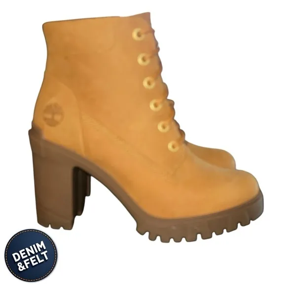 Timberland Lana Point 6 inch Lace Up Wheat Nubuck Heeled Boots | NEW/NIB!!