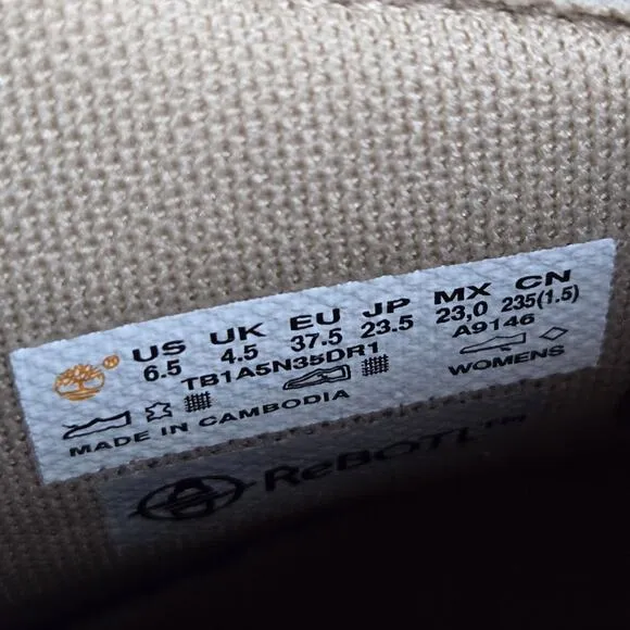 Timberland Linden Woods 6&quot; Inch Womens Size 6.5 Leather Combat Boots Pink Brown