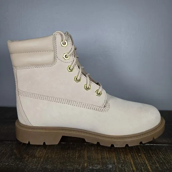 Timberland Linden Woods 6&quot; Inch Womens Size 6.5 Leather Combat Boots Pink Brown