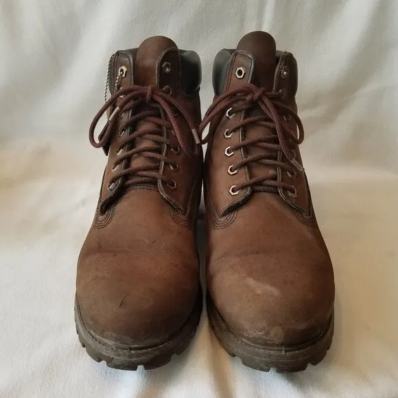 Timberland Men 11M 6'' Premium 400g Waterproof Boots Brown Leather Padded Collar