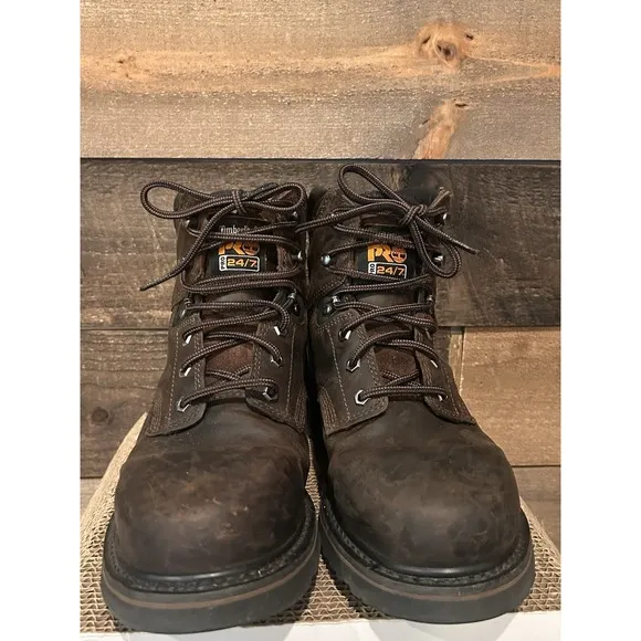 Timberland Pro 6&quot; Pit Boss Men US Sz 9.5 Work Boots Steel Toe 33034 Brown