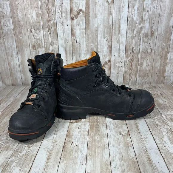 TIMBERLAND PRO 'Endurance' 6&quot; Steel Toe Black‎ Leather Boots. Sz 10.5