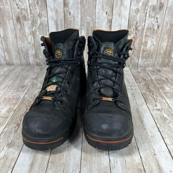 TIMBERLAND PRO 'Endurance' 6&quot; Steel Toe Black‎ Leather Boots. Sz 10.5