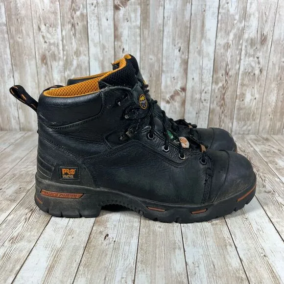 TIMBERLAND PRO 'Endurance' 6&quot; Steel Toe Black‎ Leather Boots. Sz 10.5