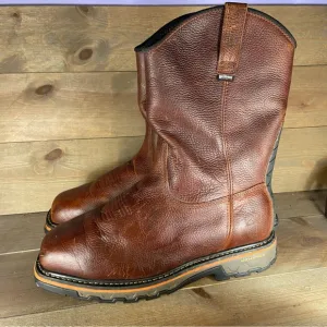 Timberland pro true grit Mens size 12 Wide shoes brown steel toe pull on boots