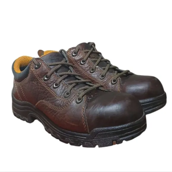 Timberland PRO Women's Steel Toe Work Shoe Brown Leather Short Work Boot…