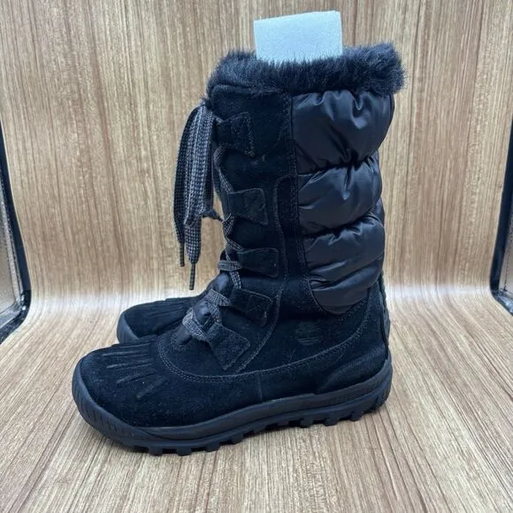 Timberland Women's EarthKeepers Mt Holly Winter Snow Duck Boots Black Suede 7.5