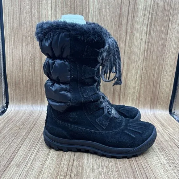 Timberland Women's EarthKeepers Mt Holly Winter Snow Duck Boots Black Suede 7.5