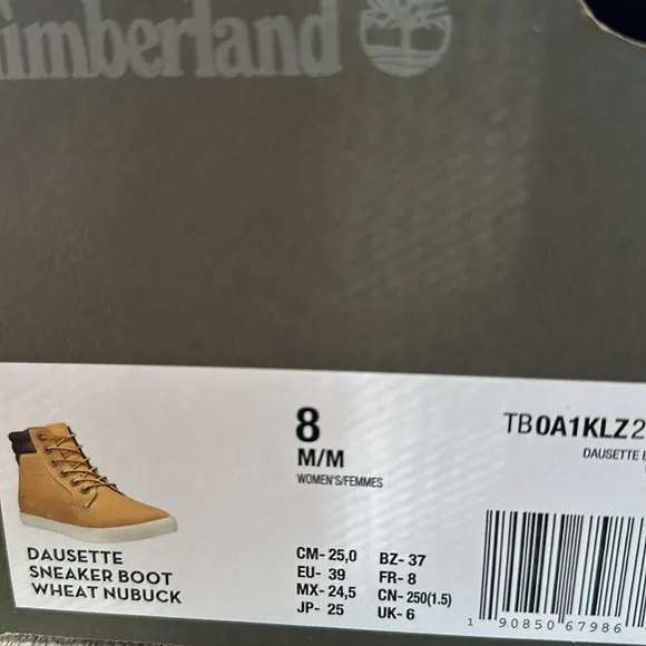 Timberland Women’s Sz 8 Dausette Wheat Nubuck Sneaker Ankle Boot