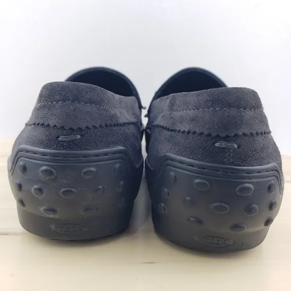 Tod's Women's Suede Fringe and Tassel Driving Loafer Slip On Shoe Size 40.5 Gray