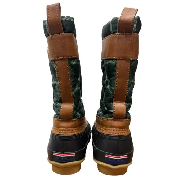 Tommy Hilfiger Arcadia Green Multi Plaid Winter Boots NWOT