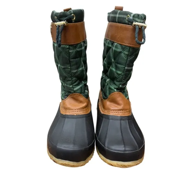 Tommy Hilfiger Arcadia Green Multi Plaid Winter Boots NWOT