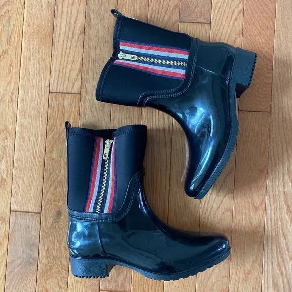 Tommy Hilfiger Womens Frills Rain Boot Zip 8