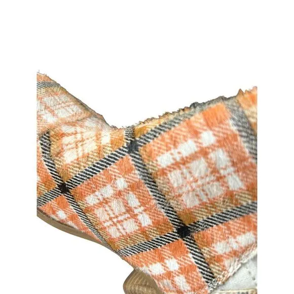 Toms Esme Women Sz 6 Ankle Boots Chelsea Plaid Suede Cow Hair