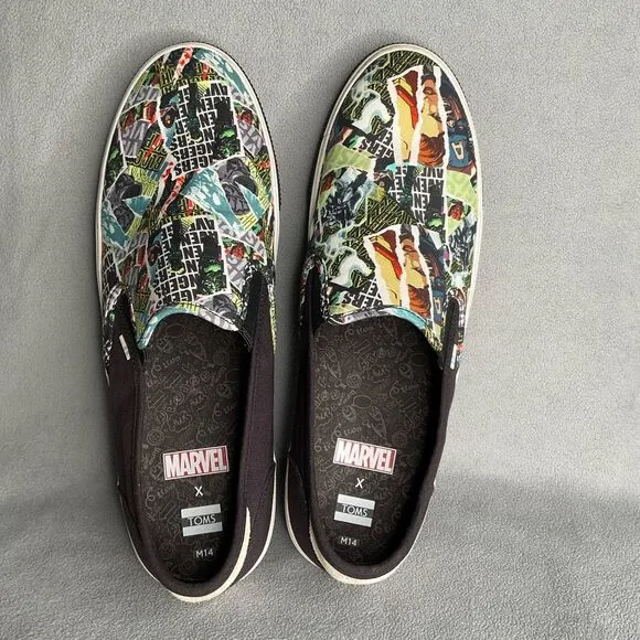 Toms X Marvel Avengers Baja Mens Slip On Shoes Limited Edition Black Sz 14
