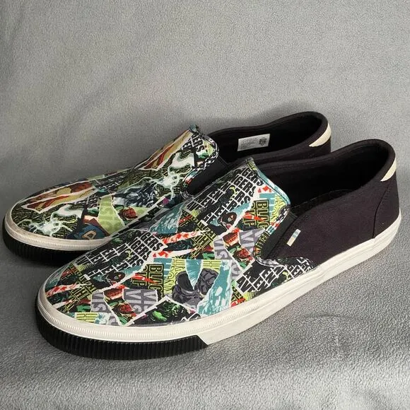 Toms X Marvel Avengers Baja Mens Slip On Shoes Limited Edition Black Sz 14