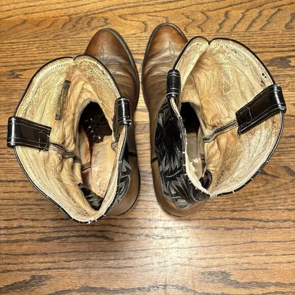Tony Lama 6700 2 Tone Brown Black Leather Western Boots Made In USA Men’s 11 D