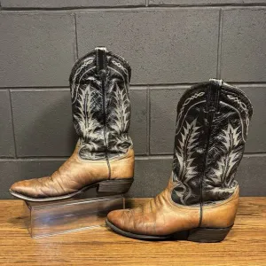 Tony Lama 6700 2 Tone Brown Black Leather Western Boots Made In USA Men’s 11 D