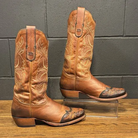 Tony Lama Black Label Brown Leather Western Boots Men’s 9.5 USA