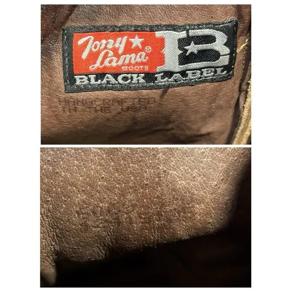 Tony Lama Black Label Brown Leather Western Boots Men’s 9.5 USA