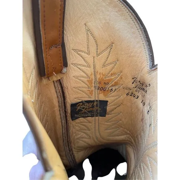 Tony Lama 6243 Brown Cowboy Boots Lizard Toe size 9.5 10 B Men’s
