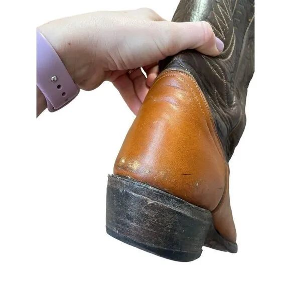 Tony Lama 6243 Brown Cowboy Boots Lizard Toe size 9.5 10 B Men’s
