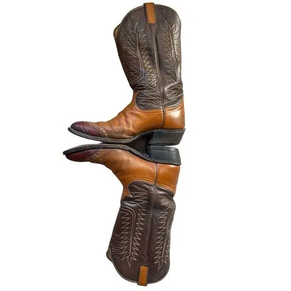 Tony Lama 6243 Brown Cowboy Boots Lizard Toe size 9.5 10 B Men’s