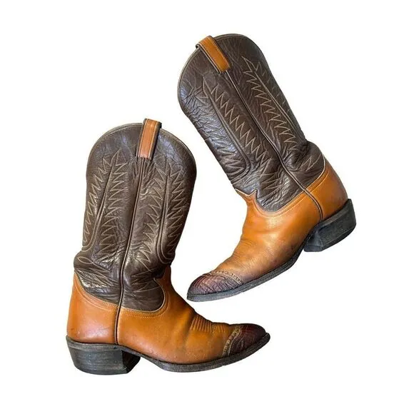 Tony Lama 6243 Brown Cowboy Boots Lizard Toe size 9.5 10 B Men’s