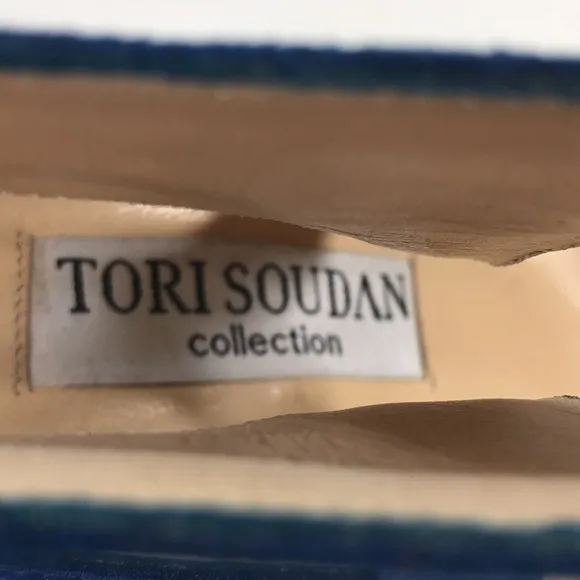 Tori Soudan Collection Italian Blue Suede Shoes