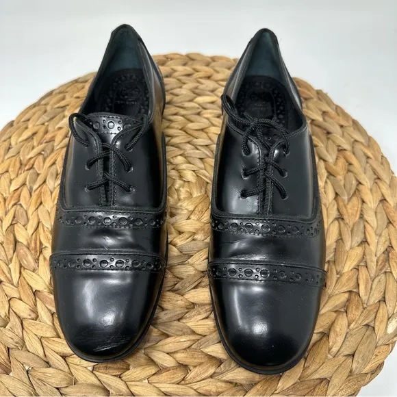 Tory Burch Haverford Cap Toe Oxford Shoes Black Size 6.5