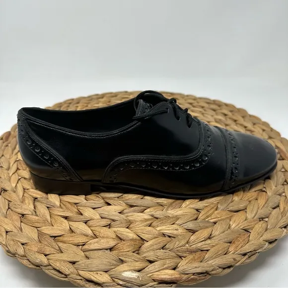 Tory Burch Haverford Cap Toe Oxford Shoes Black Size 6.5