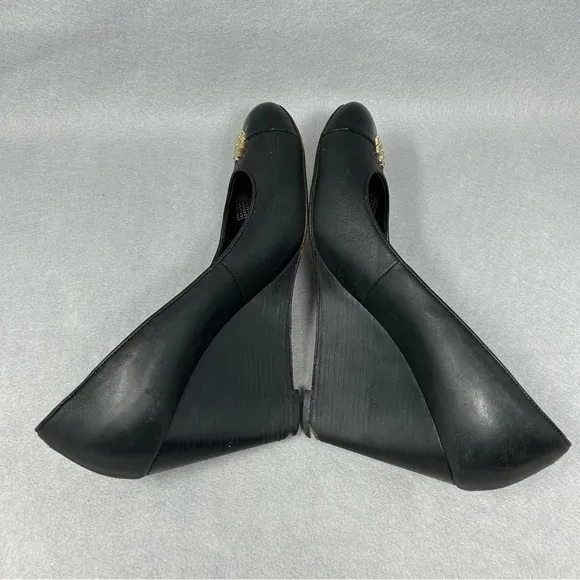 Tory Burch Shoes wedge, Women’s Size 9M Leather Black Close Toe