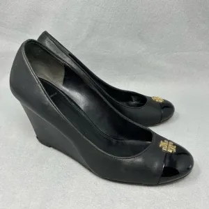 Tory Burch Shoes wedge, Women’s Size 9M Leather Black Close Toe