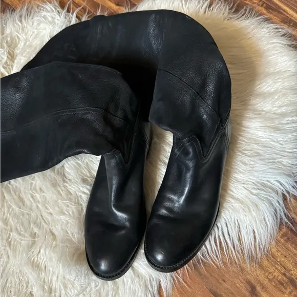 Tory Burch Simone Over The Knee Leather Tall Boots Black