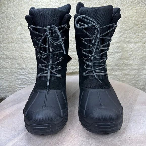 Totes Briggs Mens Size 10 Waterproof Snow Boots Black Lace Up Winter Boo…