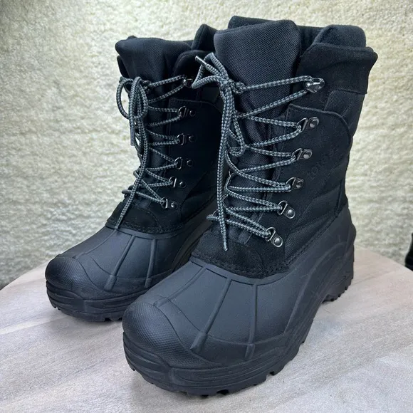 Totes Briggs Mens Size 10 Waterproof Snow Boots Black Lace Up Winter Boo…