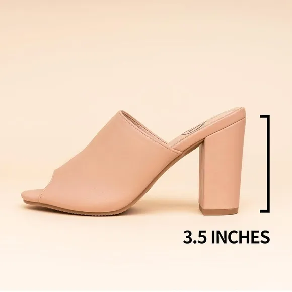 Trary Women's Tan Block Heel Mules Sandals