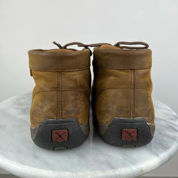 Twisted X Men's Brown Leather Driving Mocs Steel Toe Lace-Up Work Shoes (Sz 9)