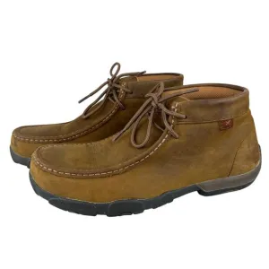 Twisted X Men's Brown Leather Driving Mocs Steel Toe Lace-Up Work Shoes (Sz 9)