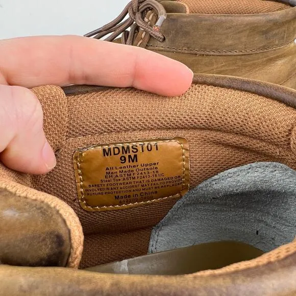 Twisted X Men's Brown Leather Driving Mocs Steel Toe Lace-Up Work Shoes (Sz 9)