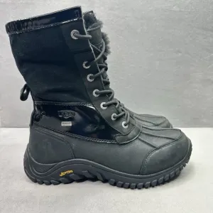 UGG Adirondack II Womens Size 8 Snow Boots Black Sheepskin Winter Lace-Up