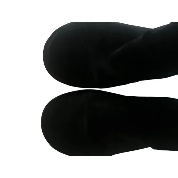 UGG Allegra Talk Bow II Boots •Women 9• Black Suede Round Toe Snow 1102931 EXC