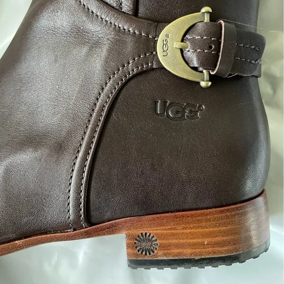 Ugg Amberlee Equestrian Leather Tall Riding Boots Buckles Brown Women Size 8 New