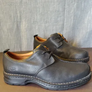Ugg Austraila Shoes Boots Mens Size 9 Black Leather Lace Up Casual Waterproof