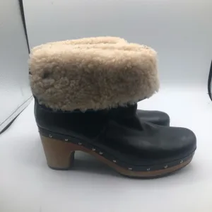 Ugg Australia Lynnea Leather Sheering black Clog Boot Size 7