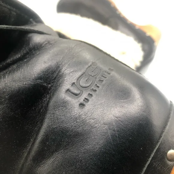 Ugg Australia Lynnea Leather Sheering black Clog Boot Size 7