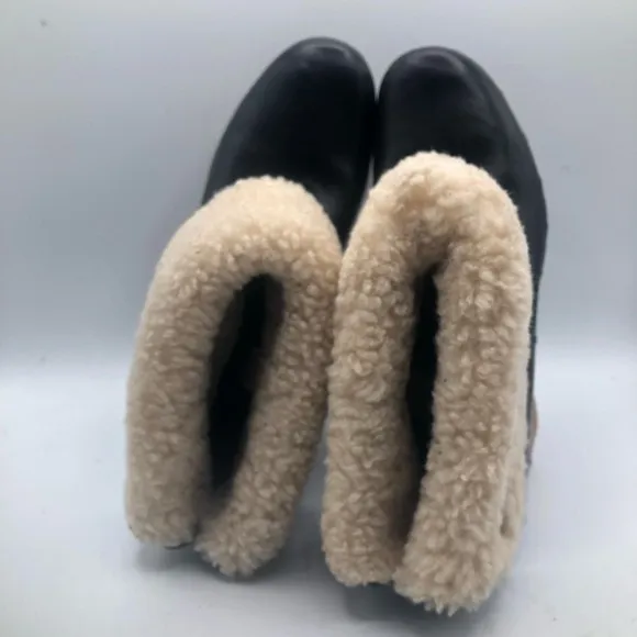 Ugg Australia Lynnea Leather Sheering black Clog Boot Size 7